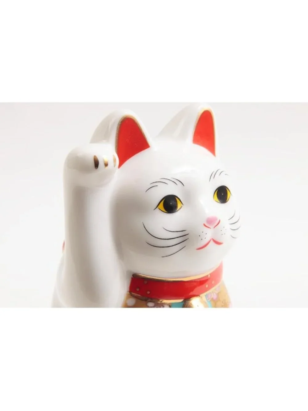 Japanese Lucky Cat Figurine with Cherry Blossom Design - Porcelain Decor in Box